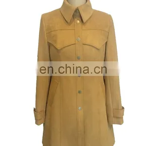 Chinese Manufacturer Women Slim Long Fake Suede Jacket For Sale thumbnail-2