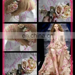 Aidocrystal Champagne Wedding Party Hair Clips for Hair Headpiece Bridal Flower Hair Accessories for Ladies thumbnail-1