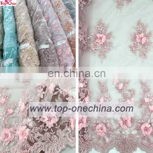 China Suppliers Handwork Embroidery Designs/handwork Beaded Lace Fabric/handwork 3d Embroidery Lace Fabric for Wedding Party thumbnail-1