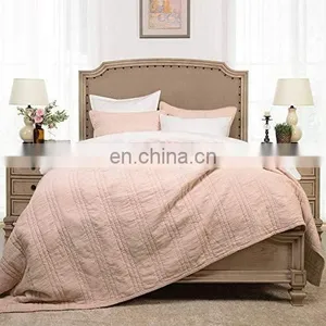 Breathable & Ultra Soft 100%Cotton 2 Layers Cotton Crinkle Gauze Stripe Embroidery Bedding Quilt thumbnail-1
