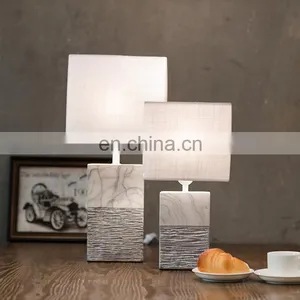 Popular Custom Logo Cheap Cuboid Pillar Custom Vintage Relief White Marble Table Lamp Porcelain for Home Decor thumbnail-1