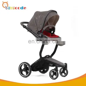 OEM Luxury High View 3 in 1 PU Leather Waterproof Baby Stroller thumbnail-4