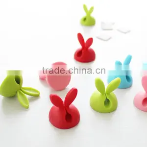 2016 Hot Sale Rabbit Ear Silicon Cable Organizer For Office Computer Winder Management Wire Storage Device USB Holder thumbnail-1