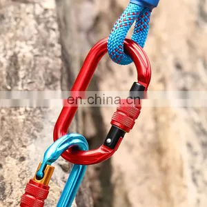 JRSGS Wholesale High Strength 25kN Aluminum Alloy O-Shape Screwgate Snap Hook Carabiner Clip for Climbing S7108B thumbnail-4
