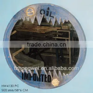 Unique Style of Mirror Round Antique Wooden Wall Mounted Framed Mirror for Home Decoration thumbnail-1