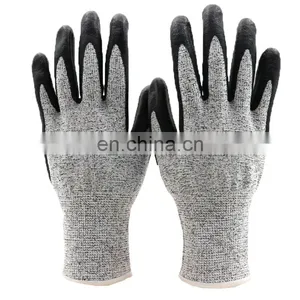 13 Gauge EN388 Glass Microfiber Grey HPPE Liner With Black Nitrile Safety Working Cut Resistant Gloves thumbnail-2