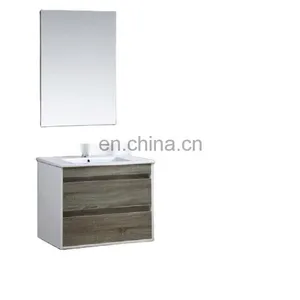 Factory Supply Wall Mounted Bathroom Cabinet Set With Basin Mirror and 2 Drawers Solid Wood Vanity thumbnail-1