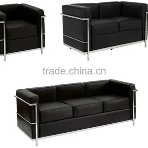 Replica Graceful French Design Comfortable Italian Genuine Leather 2 Seater LC2 Sofa for Commercial Use Office thumbnail-3