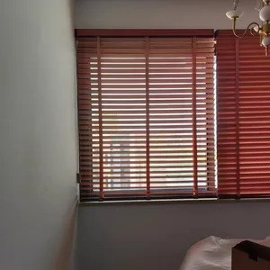 50mm Basswood Venetian Blinds Manual Chain Control System 50mm Slats thumbnail-2