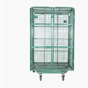 Powder Coated European Supermarket Steel Roll Container Roll Trolley for Warehouse thumbnail-2