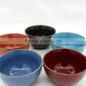 2016 Newest Embossed Ethnic Ceramic Bowls With Many Colors thumbnail-4