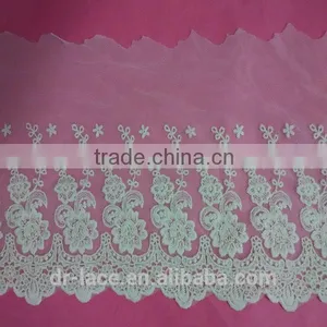 Crystal Tulle White Embroidery Designs Flowers Wedding Dress Lace thumbnail-1