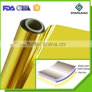 Free Sample Offered Color PET Film, Gold Metallized PET Film, Golden Polyester Film thumbnail-1