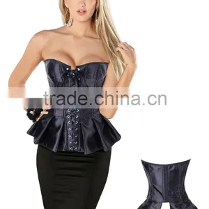Www.sex.com Womens Fashion Sexy Ruched Petticoat Gothic Retro Punk Corset Bodice With Tie Bowknot thumbnail-1