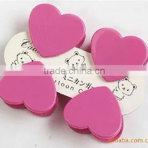 Plastic Mini Strong Lovely Heart-shaped Cartoon Colorful Plastic 4clip for Office thumbnail-1