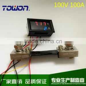 Dual LED Digital Voltmeter Ammeter Amp Volt Meter + Current Shunt DC 100V 100A thumbnail-1