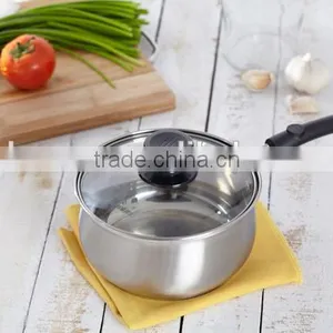 Charms 16cm Stainless Steel Sauce Pan With Glass Lid Capusled Three-layer Bottom thumbnail-1