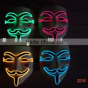 EL Light Up Activated Led el Wire Mask for Halloween thumbnail-1