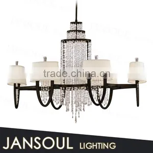 Popular European Style Crystal Pendant Lighting Modern Black Wrought Iron Chandelier for Interior Decoration thumbnail-2