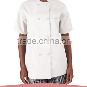 Women's Basic Fit Short Sleeve Chef Uniform Chef Jacket 100% Cotton thumbnail-1