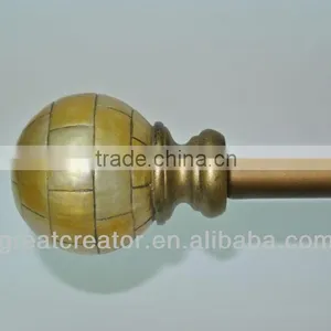 Mother of Pearl Resin Ball Finial + Adjustable Metal Curtain Rod/Pole; Curtain Accessories; Window Drapery Hardware; Drapery Rod thumbnail-1