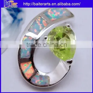 Many Designs !!! Wholesale Oval Cut Created Fire Opal Spessartite Garnet Copper Pendant Necklace Pendant thumbnail-6