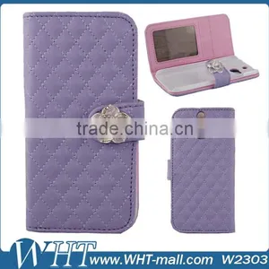 Bling Diamond Flower Leather Wallet For HTC ONE M8 Case thumbnail-1