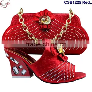 CSB1225 Chowleedee Fasion Latest Fashion Woman Italy Style High Heel Sandal Shoes With Matching Bag thumbnail-4