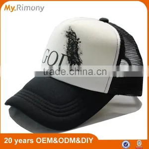 Custom Printed Logo Black and White Trucker Mesh Cap for Promotional thumbnail-1