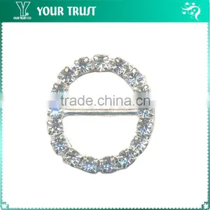 3MM Clear Cystal Rhinestone Oval Frame Rhodium Metal Belt Buckle thumbnail-1
