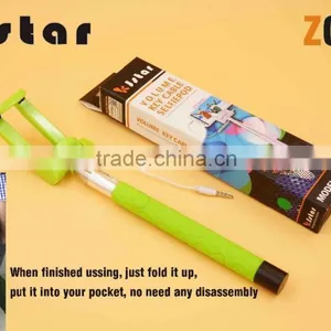 2015 Hottest KJstar Z06-4 Volume Key Cable Selfie Stick With Foldable Designed Smart Phone Clip thumbnail-4