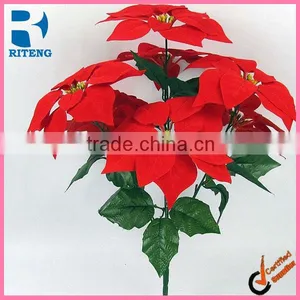 Christmas Flower for Decoration Emulation 7 Branch Red Flower thumbnail-1