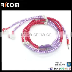 Necklace Bead Chain Metal Earphone for Girls,bead Chain Headset,bead Chain Headphone for Gift,promotion and Retail---EO3007 thumbnail-5