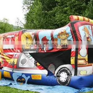 Cheap New Giant 0.55mm Pvc Tarpaulin Fire Truck Inflatable Bounce House thumbnail-6