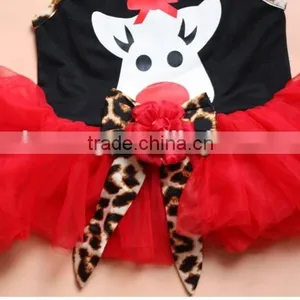 2015 Party Dress 2 Pcs Leopard Pants Fashion Newborn Christmas Baby Girl Outfit thumbnail-4