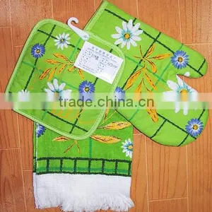 3 Pcs Pigment Print Cotton Kitchen Towel Set thumbnail-2
