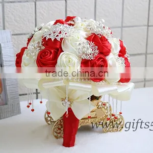 Iridescent Brooch Bouquet Handmade Red Jeweled Bouquet thumbnail-3