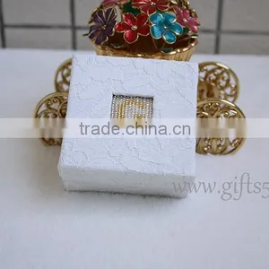 Elegant White Wedding Jewelry Gift Boxes With Beaded Name Plate of G thumbnail-3