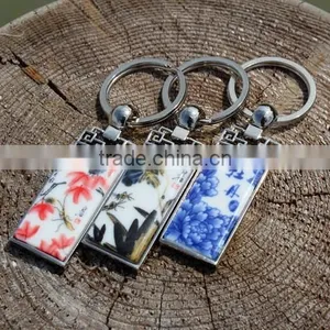 Blue and White Porcelain Logo Excellent Qualtiy Key Chain With Beautiful Paper Card thumbnail-3