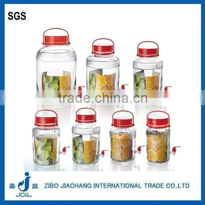 Hot Sale 2-18L Clear Cylinder Glass Jar With Plastic Lids & Plastic Handle thumbnail-1
