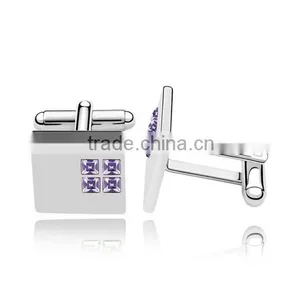 Customized Latest Metal Silver Cuff Link Jewelry Mens Shirts Austria Crystal Cufflinks thumbnail-4
