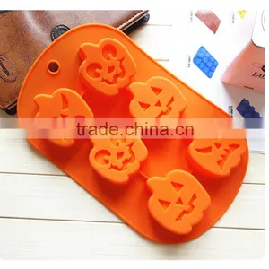 6 Cavity Pumpkin Elves Theme Halloween Silicone Cup Cake Pan thumbnail-2
