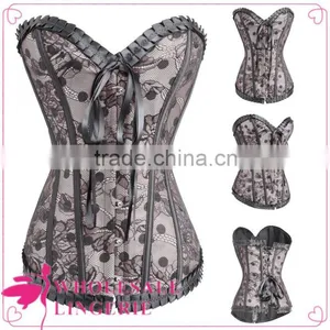 Women Fashion Lace Brocade Pattern Corset With Polka Dot thumbnail-3