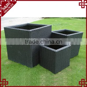 Bulk Plastic Rattan Woven Square Shape Shallow Flower Pots thumbnail-1