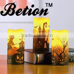 Flameless Candles Led Halloween Decorative Candles 3''x6'' Halloween Wax Candles Led Pillar Candles thumbnail-1
