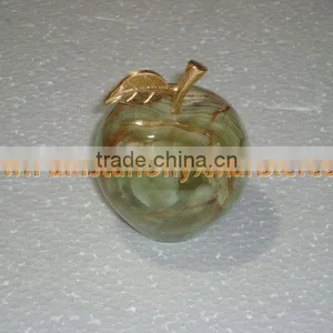 Most Amazing WHOLESALE 2017 NATURAL STONE ONYX APPLE WITH BRASS LEAF HANDICRAFTS thumbnail-4