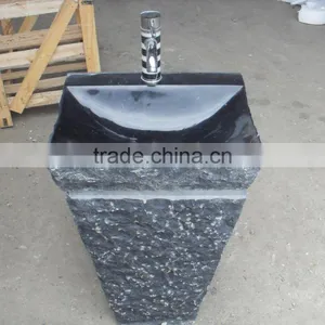 Nero Marquina Marble Pedestal Sink Free Standing Sink thumbnail-2