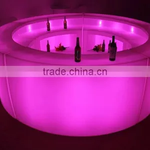 Rechargeable Led Glowing Bar Counter Light up Bar Table Bent and Round Bar Counter thumbnail-5