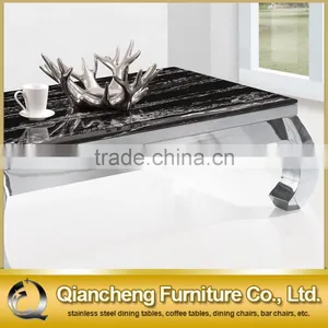 Square Coffee Table Center Table Stainless Steel Base Modern thumbnail-3