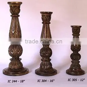 Wood Candle Stand, Hand Carved Wooden Candle Holder, Tall Wooden Candle Holder, Wedding Decoratiion Candle Holder thumbnail-1